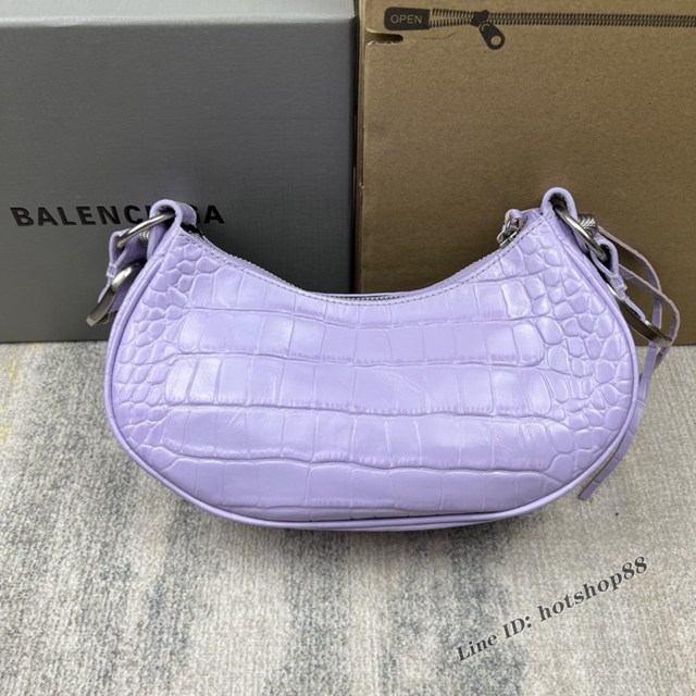 Balenciaga專櫃爆款Le Cagole半月牙腋下包餃子包 巴黎世家經典小號爆裂黑鱷金機車包 fyj1089